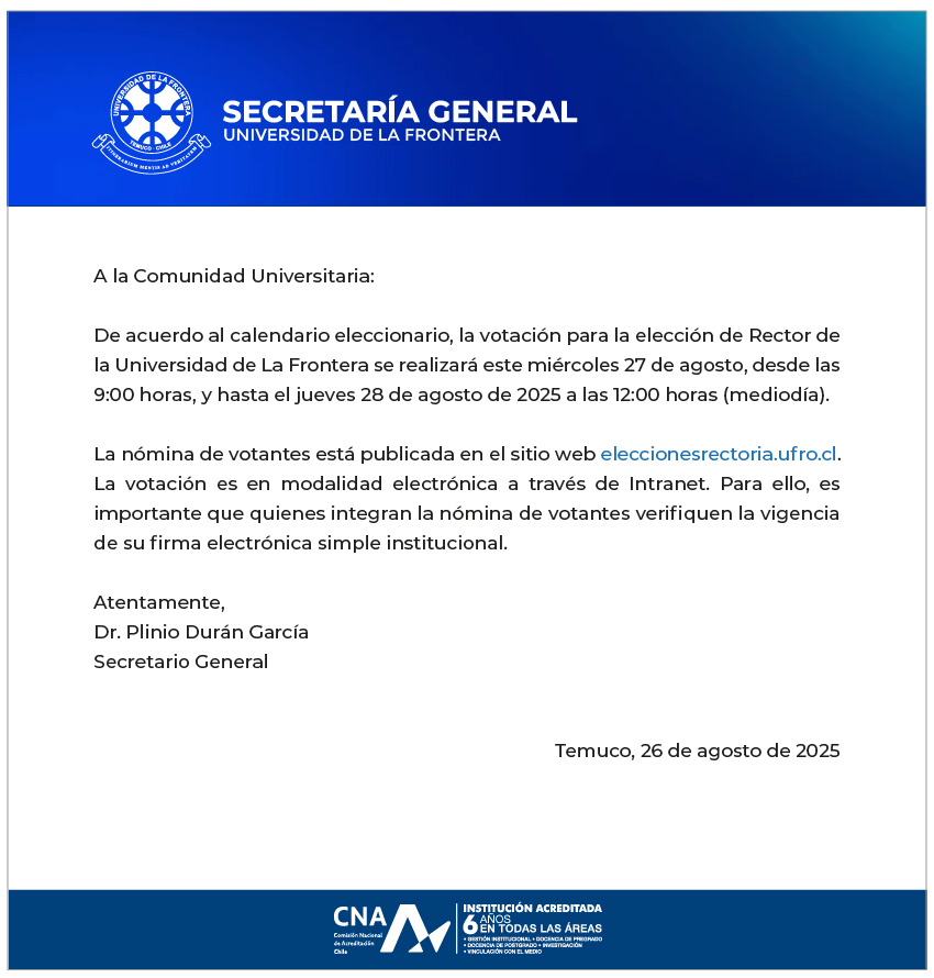 comunicado Secretaria General 26 08 2025
